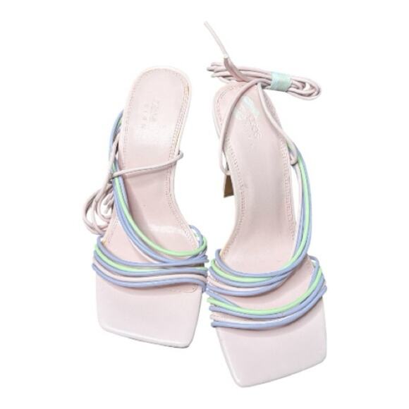 ASOS Pink Purple Strappy Square Toe Heels 8” High Heel - Picture 1 of 6